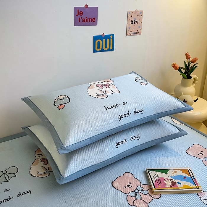 91家纺网 家纺一手货源 找家纺 全季家居 2025春夏新款A类小清新数码印花单枕套 枕套单件 雪糕猫咪