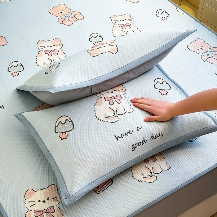91家纺网 家纺一手货源 找家纺 全季家居 2025春夏新款A类小清新数码印花单枕套 枕套单件 雪糕猫咪