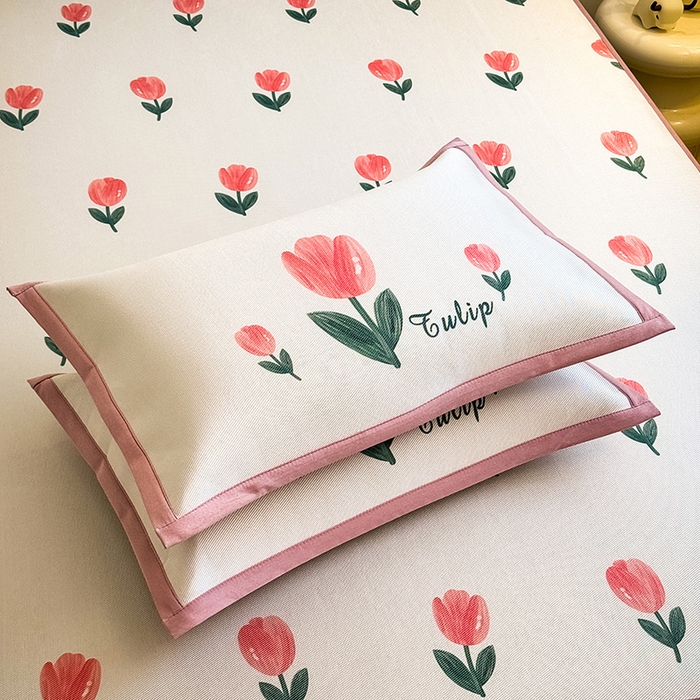 91家纺网 家纺一手货源 找家纺 全季家居 2025春夏新款A类小清新数码印花单枕套 枕套单件 郁金香