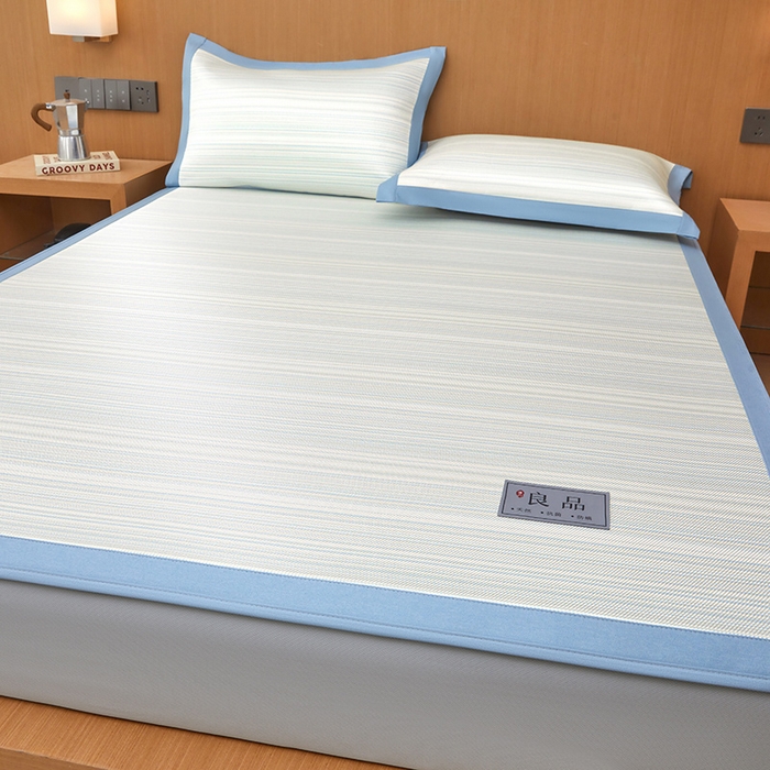 91家纺网 家纺一手货源 找家纺 全季家居 2025新款5A抗菌防螨仿草席冰藤席凉席席子 良品-雅青 床笠