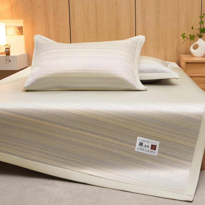 91家纺网 家纺一手货源 找家纺 全季家居 2025新款5A抗菌防螨仿草席冰藤席凉席席子 简生活-雅黄 床席