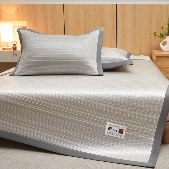 91家纺网 家纺一手货源 找家纺 全季家居 2025新款5A抗菌防螨仿草席冰藤席凉席席子 简生活-雅灰 床席