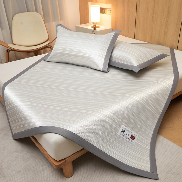 91家纺网 家纺一手货源 找家纺 全季家居 2025新款5A抗菌防螨仿草席冰藤席凉席席子 简生活-雅灰 床席