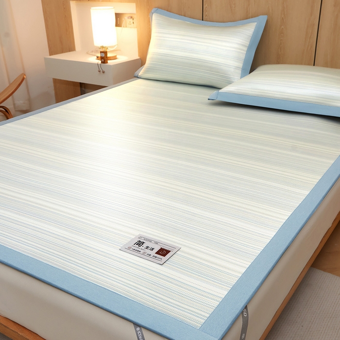 91家纺网 家纺一手货源 找家纺 全季家居 2025新款5A抗菌防螨仿草席冰藤席凉席席子 简生活-雅青 床席