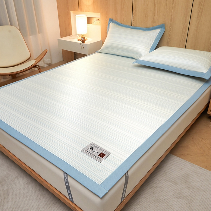 91家纺网 家纺一手货源 找家纺 全季家居 2025新款5A抗菌防螨仿草席冰藤席凉席席子 简生活-雅青 床席