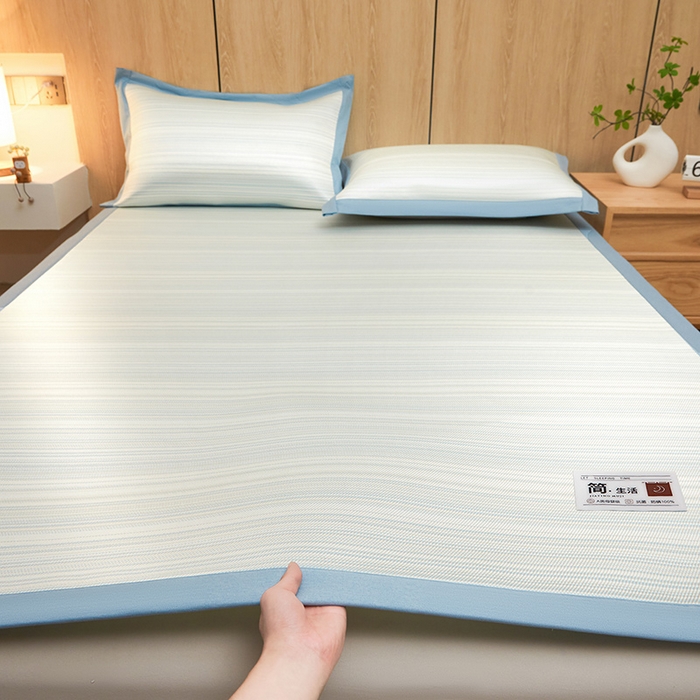 91家纺网 家纺一手货源 找家纺 全季家居 2025新款5A抗菌防螨仿草席冰藤席凉席席子 简生活-雅青 床席