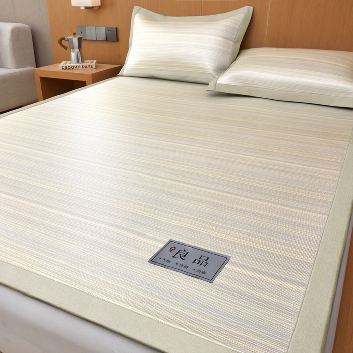 91家纺网 家纺一手货源 找家纺 全季家居 2025新款5A抗菌防螨仿草席冰藤席凉席席子 良品-雅黄 床席