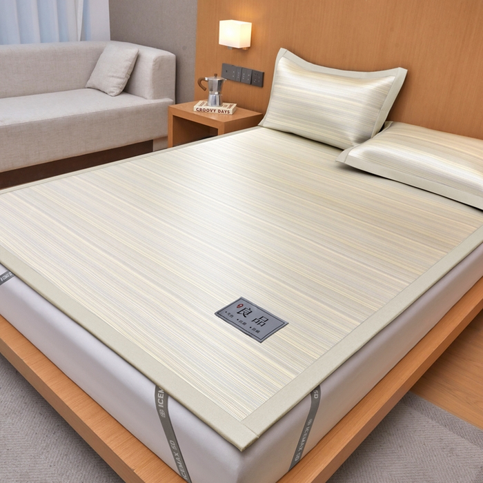 91家纺网 家纺一手货源 找家纺 全季家居 2025新款5A抗菌防螨仿草席冰藤席凉席席子 良品-雅黄 床席