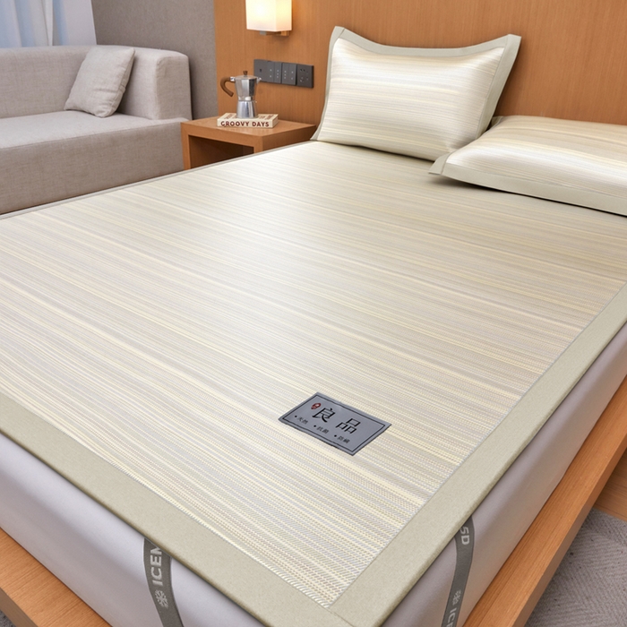 91家纺网 家纺一手货源 找家纺 全季家居 2025新款5A抗菌防螨仿草席冰藤席凉席席子 良品-雅黄 床席