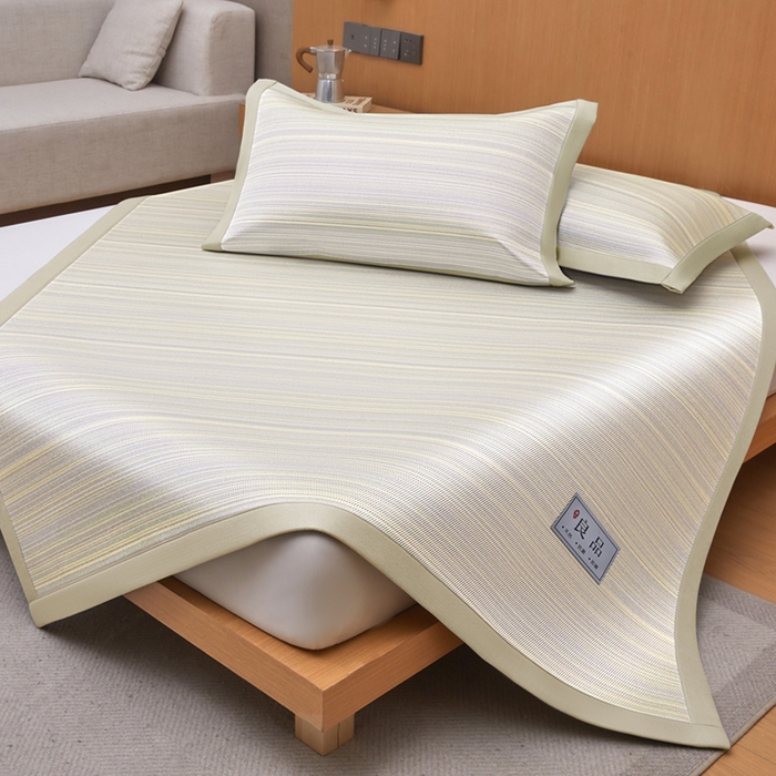 91家纺网 家纺一手货源 找家纺 全季家居 2025新款5A抗菌防螨仿草席冰藤席凉席席子 良品-雅黄 床席