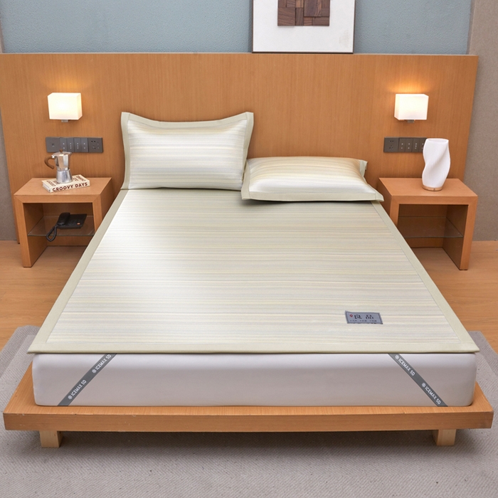 91家纺网 家纺一手货源 找家纺 全季家居 2025新款5A抗菌防螨仿草席冰藤席凉席席子 良品-雅黄 床席