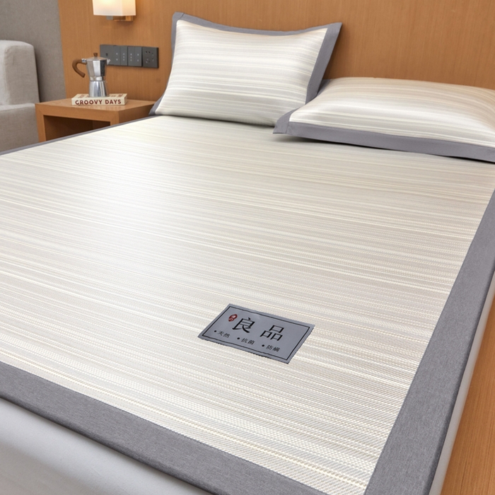 91家纺网 家纺一手货源 找家纺 全季家居 2025新款5A抗菌防螨仿草席冰藤席凉席席子 良品-雅灰 床席