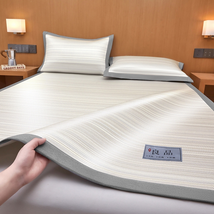 91家纺网 家纺一手货源 找家纺 全季家居 2025新款5A抗菌防螨仿草席冰藤席凉席席子 良品-雅灰 床席