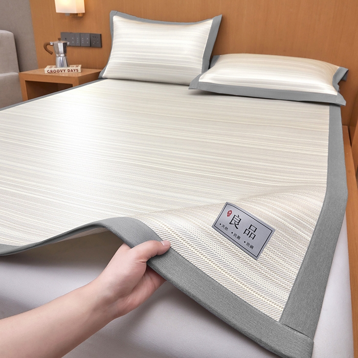 91家纺网 家纺一手货源 找家纺 全季家居 2025新款5A抗菌防螨仿草席冰藤席凉席席子 良品-雅灰 床席