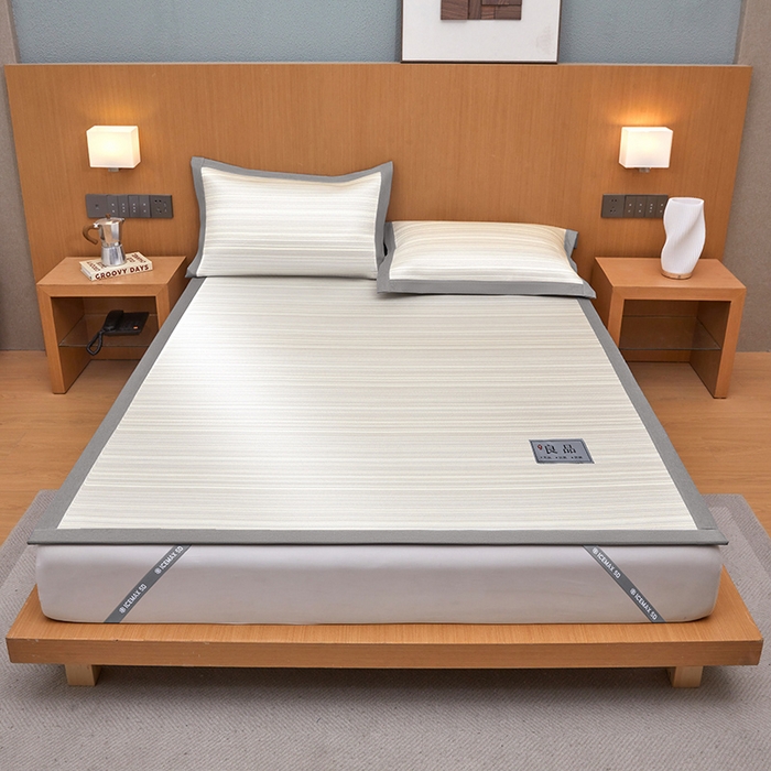 91家纺网 家纺一手货源 找家纺 全季家居 2025新款5A抗菌防螨仿草席冰藤席凉席席子 良品-雅灰 床席