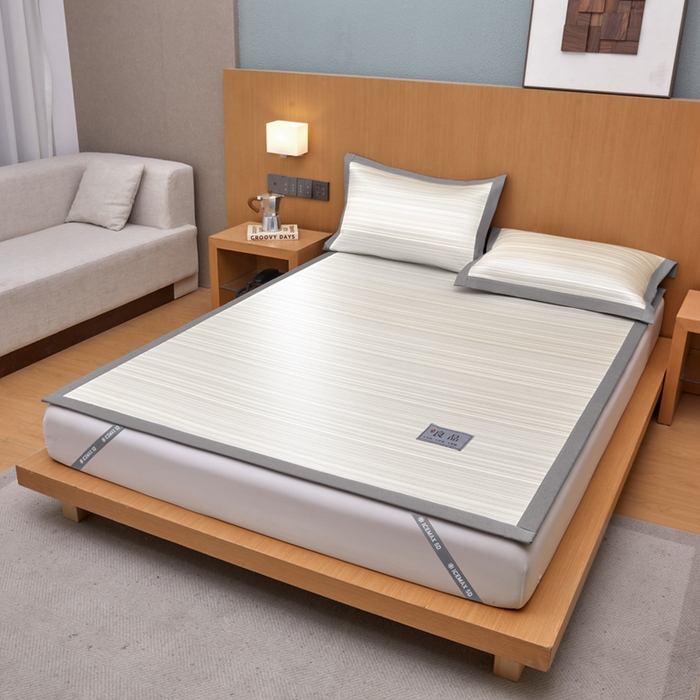 91家纺网 家纺一手货源 找家纺 全季家居 2025新款5A抗菌防螨仿草席冰藤席凉席席子 良品-雅灰 床席