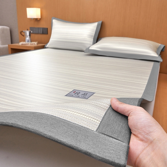 91家纺网 家纺一手货源 找家纺 全季家居 2025新款5A抗菌防螨仿草席冰藤席凉席席子 良品-雅灰 床席