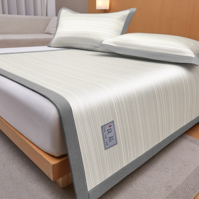 91家纺网 家纺一手货源 找家纺 全季家居 2025新款5A抗菌防螨仿草席冰藤席凉席席子 良品-雅灰 床席