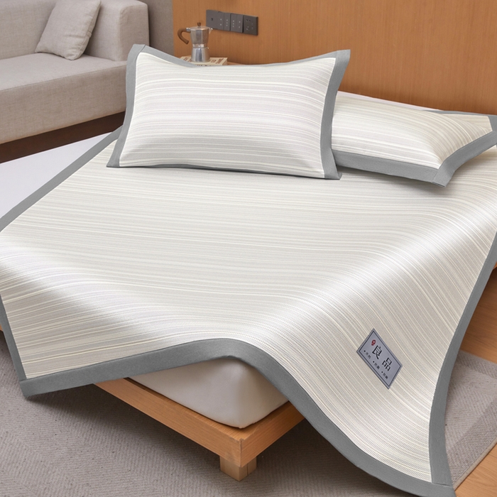 91家纺网 家纺一手货源 找家纺 全季家居 2025新款5A抗菌防螨仿草席冰藤席凉席席子 良品-雅灰 床席