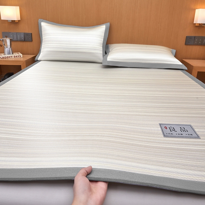 91家纺网 家纺一手货源 找家纺 全季家居 2025新款5A抗菌防螨仿草席冰藤席凉席席子 良品-雅灰 床席