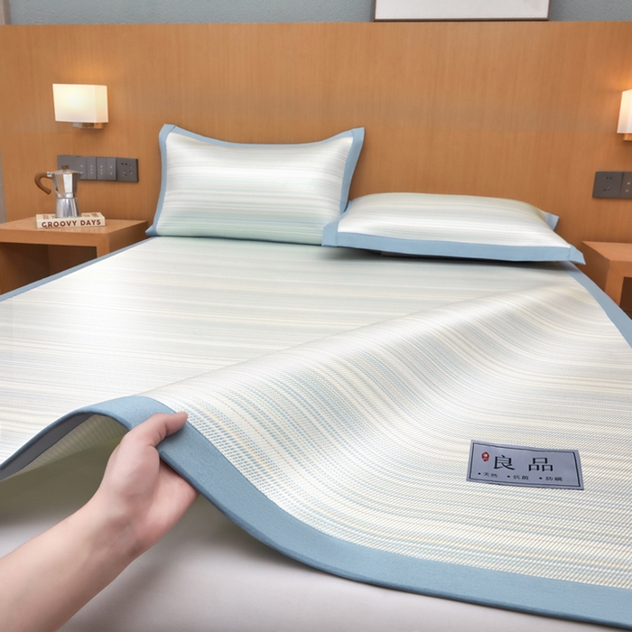 91家纺网 家纺一手货源 找家纺 全季家居 2025新款5A抗菌防螨仿草席冰藤席凉席席子 良品-雅青 床席