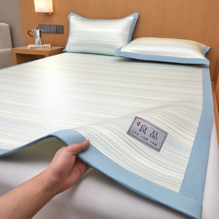 91家纺网 家纺一手货源 找家纺 全季家居 2025新款5A抗菌防螨仿草席冰藤席凉席席子 良品-雅青 床席