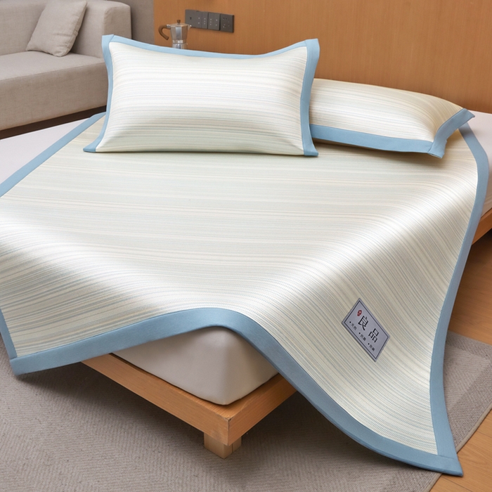 91家纺网 家纺一手货源 找家纺 全季家居 2025新款5A抗菌防螨仿草席冰藤席凉席席子 良品-雅青 床席