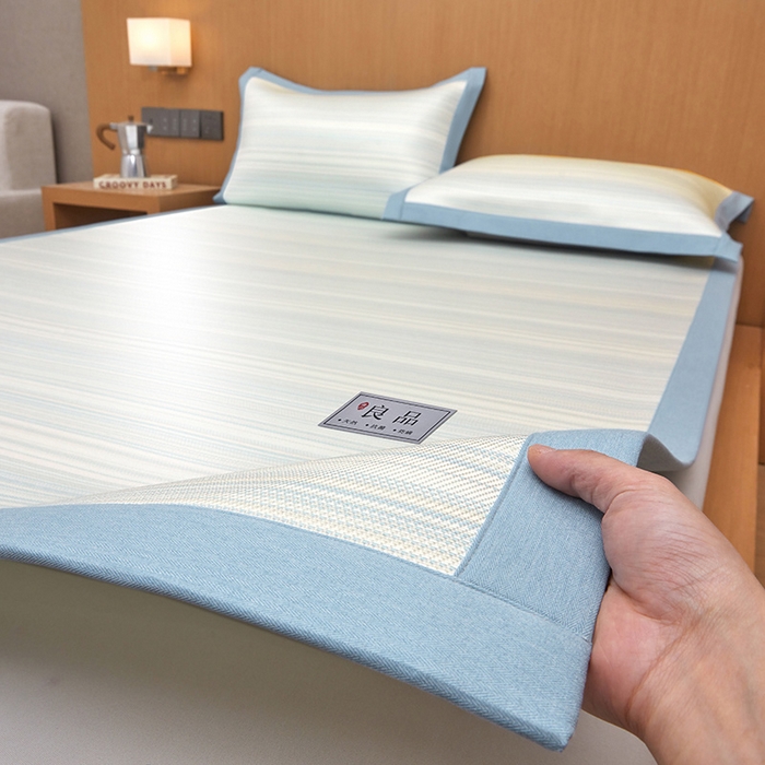 91家纺网 家纺一手货源 找家纺 全季家居 2025新款5A抗菌防螨仿草席冰藤席凉席席子 良品-雅青 床席