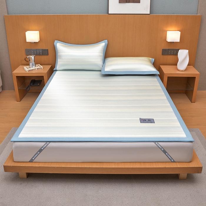 91家纺网 家纺一手货源 找家纺 全季家居 2025新款5A抗菌防螨仿草席冰藤席凉席席子 良品-雅青 床席