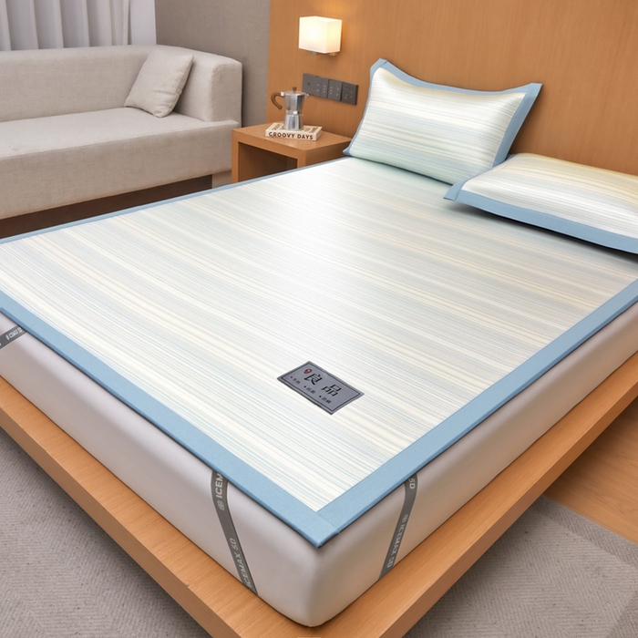 91家纺网 家纺一手货源 找家纺 全季家居 2025新款5A抗菌防螨仿草席冰藤席凉席席子 良品-雅青 床席