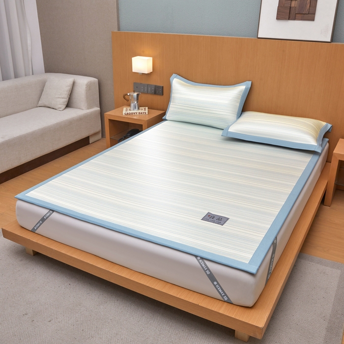 91家纺网 家纺一手货源 找家纺 全季家居 2025新款5A抗菌防螨仿草席冰藤席凉席席子 良品-雅青 床席