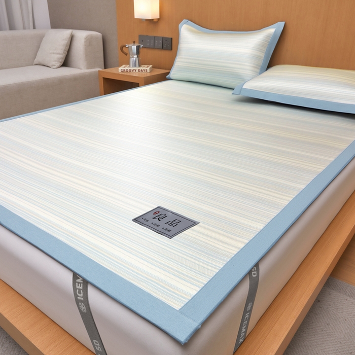 91家纺网 家纺一手货源 找家纺 全季家居 2025新款5A抗菌防螨仿草席冰藤席凉席席子 良品-雅青 床席