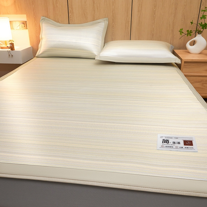 全季家居 2025新款5A抗菌防螨仿草席冰藤席凉席席子 简生活-雅黄 床笠