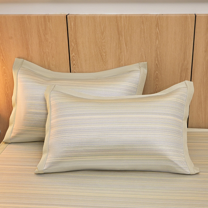 91家纺网 家纺一手货源 找家纺 全季家居 2025新款5A抗菌防螨仿草席冰藤席凉席席子 简生活-雅黄 床笠