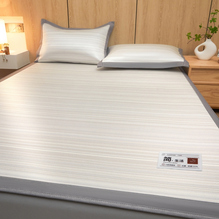 全季家居 2025新款5A抗菌防螨仿草席冰藤席凉席席子 简生活-雅灰 床笠