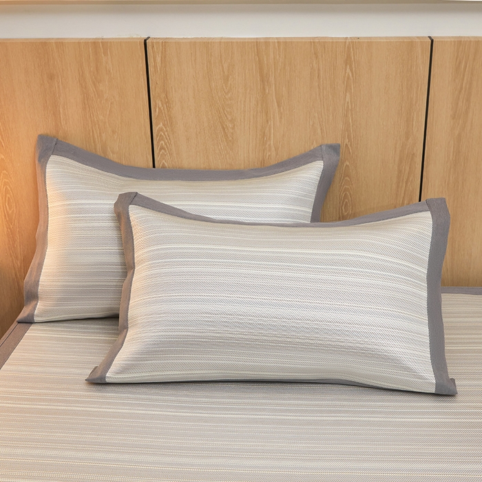 91家纺网 家纺一手货源 找家纺 全季家居 2025新款5A抗菌防螨仿草席冰藤席凉席席子 简生活-雅灰 床笠