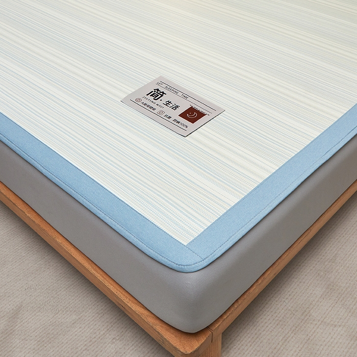 91家纺网 家纺一手货源 找家纺 全季家居 2025新款5A抗菌防螨仿草席冰藤席凉席席子 简生活-雅青 床笠