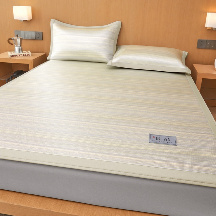 全季家居 2025新款5A抗菌防螨仿草席冰藤席凉席席子 良品-雅黄 床笠