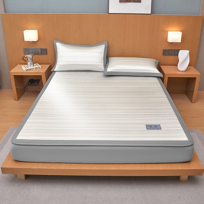 91家纺网 家纺一手货源 找家纺 全季家居 2025新款5A抗菌防螨仿草席冰藤席凉席席子 良品-雅灰 床笠