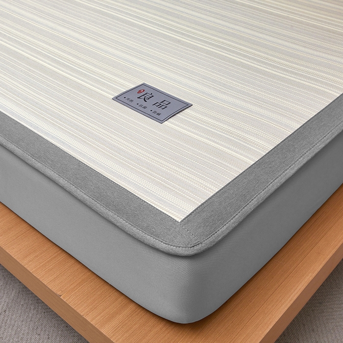 91家纺网 家纺一手货源 找家纺 全季家居 2025新款5A抗菌防螨仿草席冰藤席凉席席子 良品-雅灰 床笠