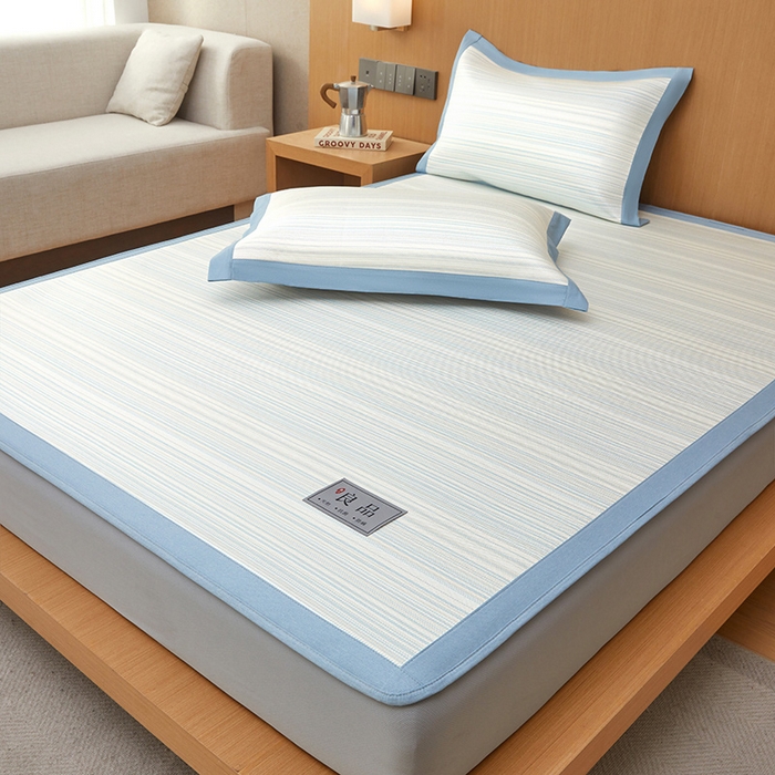 91家纺网 家纺一手货源 找家纺 全季家居 2025新款5A抗菌防螨仿草席冰藤席凉席席子 良品-雅青 床笠