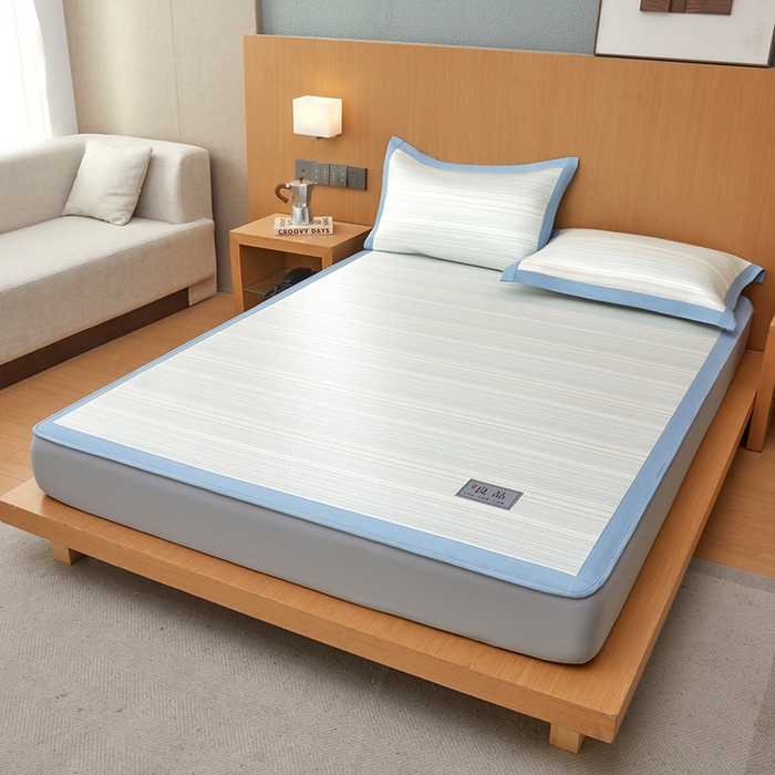 91家纺网 家纺一手货源 找家纺 全季家居 2025新款5A抗菌防螨仿草席冰藤席凉席席子 良品-雅青 床笠