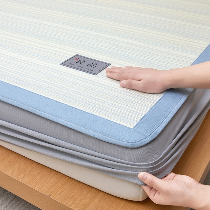 91家纺网 家纺一手货源 找家纺 全季家居 2025新款5A抗菌防螨仿草席冰藤席凉席席子 良品-雅青 床笠