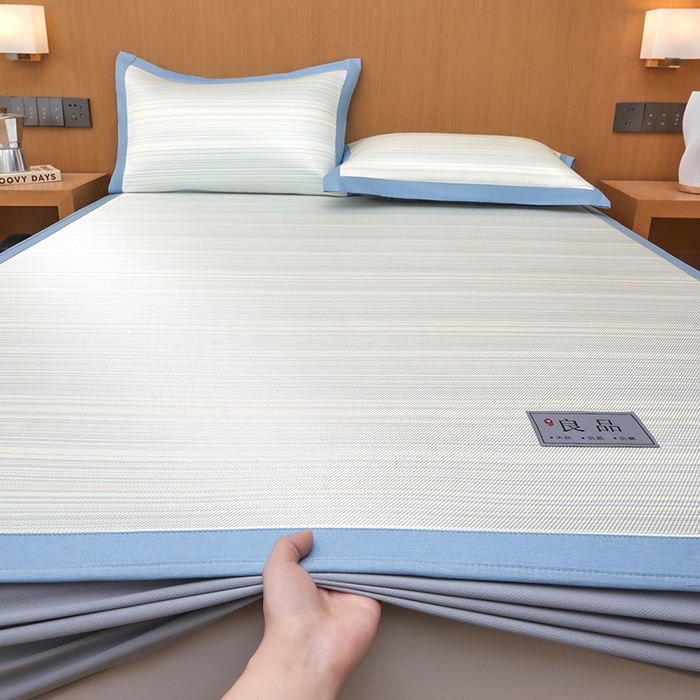 91家纺网 家纺一手货源 找家纺 全季家居 2025新款5A抗菌防螨仿草席冰藤席凉席席子 良品-雅青 床笠