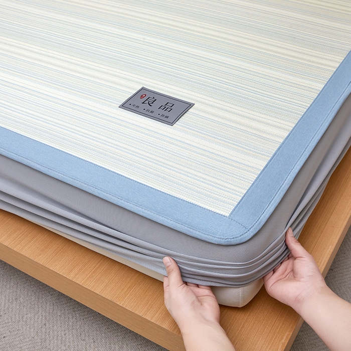 91家纺网 家纺一手货源 找家纺 全季家居 2025新款5A抗菌防螨仿草席冰藤席凉席席子 良品-雅青 床笠