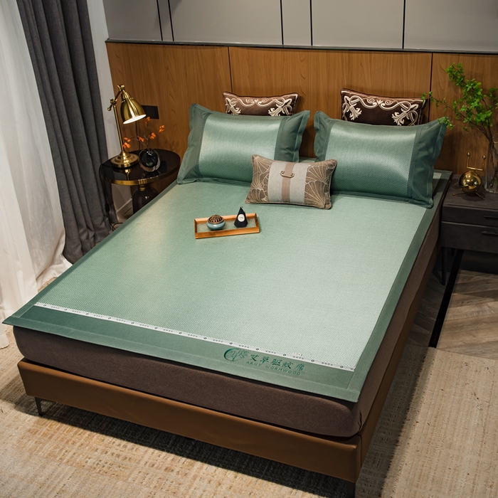 91家纺网 家纺一手货源 找家纺 （总）全季家居 2025新款A类抗菌防螨艾草驱蚊冰藤席凉席席子