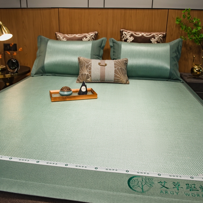 91家纺网 家纺一手货源 找家纺 （总）全季家居 2025新款A类抗菌防螨艾草驱蚊冰藤席凉席席子