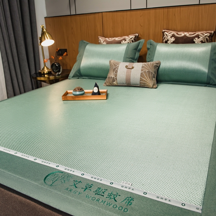 91家纺网 家纺一手货源 找家纺 （总）全季家居 2025新款A类抗菌防螨艾草驱蚊冰藤席凉席席子