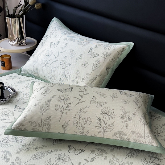 91家纺网 家纺一手货源 找家纺 （总）全季家居 2025新款A类花卉系列数码印花冰藤席凉席席子