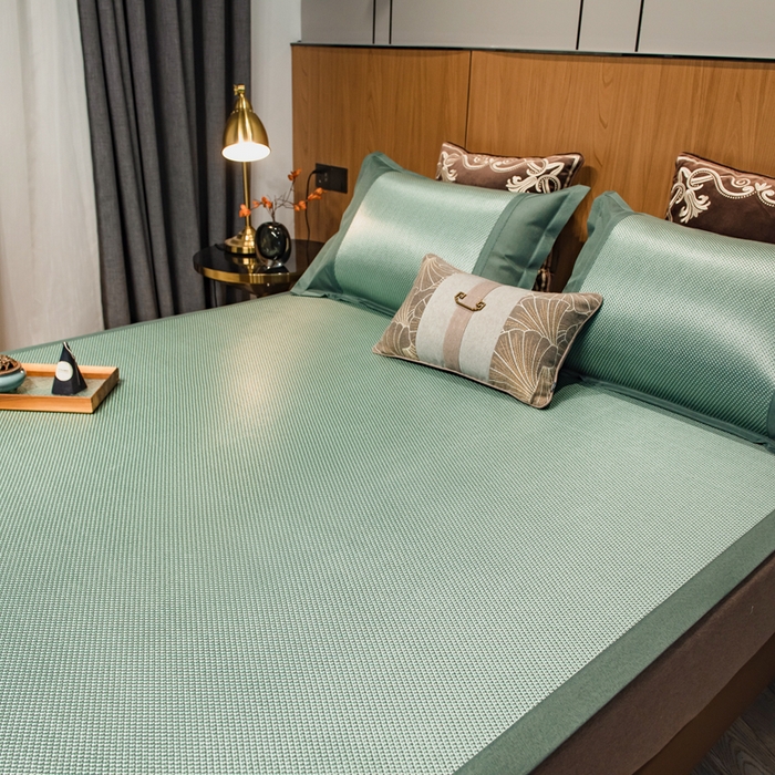 91家纺网 家纺一手货源 找家纺 全季家居 2025新款A类抗菌防螨艾草驱蚊冰藤席凉席席子 艾草-碧绿